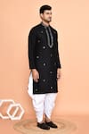 Arihant Rai Sinha_Black Silk, Cotton Mirrors, Embroidery Geometric Kurta With Patiyala _at_Aza_Fashions