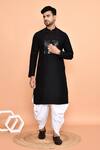 Buy_Arihant Rai Sinha_Black Silk, Cotton Embroidery Geometric Kurta With Patiyala_at_Aza_Fashions