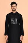 Buy_Arihant Rai Sinha_Black Silk, Cotton Embroidery Geometric Kurta With Patiyala_Online_at_Aza_Fashions