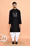 Shop_Arihant Rai Sinha_Black Silk, Cotton Embroidery Geometric Kurta With Patiyala_Online_at_Aza_Fashions
