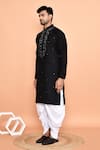 Arihant Rai Sinha_Black Silk, Cotton Embroidery, Mirrors Floral Kurta With Patiyala _Online_at_Aza_Fashions