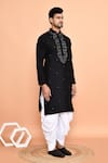 Buy_Arihant Rai Sinha_Black Silk, Cotton Embroidery, Mirrors Floral Kurta With Patiyala 