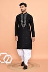 Shop_Arihant Rai Sinha_Black Silk, Cotton Embroidery, Mirrors Floral Kurta With Patiyala 