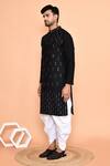 Arihant Rai Sinha_Black Silk, Cotton Mirrors Linear Embroidered Kurta With Patiyala _at_Aza_Fashions
