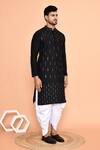 Buy_Arihant Rai Sinha_Black Silk, Cotton Mirrors Linear Embroidered Kurta With Patiyala 