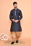 Buy_Arihant Rai Sinha_Blue Dupion Embroidery Floral Straight Kurta With Patiyala _at_Aza_Fashions