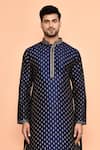 Arihant Rai Sinha_Blue Dupion Embroidery Floral Straight Kurta With Patiyala _Online_at_Aza_Fashions