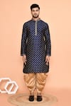 Buy_Arihant Rai Sinha_Blue Dupion Embroidery Floral Straight Kurta With Patiyala _Online_at_Aza_Fashions