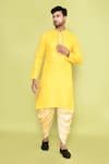 Buy_Arihant Rai Sinha_Yellow Cotton, Silk Stones, Embroidery Kurta With Patiyala _at_Aza_Fashions