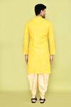 Shop_Arihant Rai Sinha_Yellow Cotton, Silk Stones, Embroidery Kurta With Patiyala _at_Aza_Fashions
