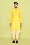 Buy_Arihant Rai Sinha_Yellow Cotton, Silk Stones, Embroidery Kurta With Patiyala _Online_at_Aza_Fashions