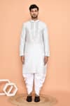 Buy_Arihant Rai Sinha_Grey Silk Embroidery Floral Solid Thread Kurta With Patiyala _Online_at_Aza_Fashions