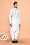 Arihant Rai Sinha_Grey Silk Embroidery Floral Solid Thread Kurta With Patiyala _at_Aza_Fashions