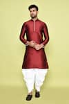 Buy_Arihant Rai Sinha_Maroon Kurta Silk Plain Solid Straight With Patiyala _at_Aza_Fashions