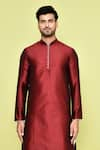 Buy_Arihant Rai Sinha_Maroon Kurta Silk Plain Solid Straight With Patiyala _Online_at_Aza_Fashions