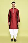 Shop_Arihant Rai Sinha_Maroon Kurta Silk Plain Solid Straight With Patiyala _Online_at_Aza_Fashions