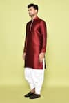 Arihant Rai Sinha_Maroon Kurta Silk Plain Solid Straight With Patiyala _at_Aza_Fashions