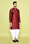 Buy_Arihant Rai Sinha_Maroon Kurta Silk Plain Solid Straight With Patiyala 