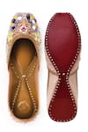 Yassio_Peach Mirror Arwa Sheesh Bloom Embroidered Juttis _at_Aza_Fashions