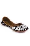 Yassio_Black Chikankari Samiya Phool Embroidered Juttis _Online_at_Aza_Fashions