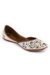 Yassio_Multi Color Thread Sofi Phoolbahar Embroidered Juttis _Online_at_Aza_Fashions