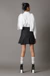 Quod_Black 80%(65% Polyester 35% Viscose Mix) Lace Beam Detailed Mini Skirt _at_Aza_Fashions