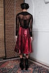 Shop_Quod_Maroon 95% Silk Printed Abstract Wonderland Quod In Skirt _at_Aza_Fashions