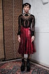 Buy_Quod_Maroon 95% Silk Printed Abstract Wonderland Quod In Skirt _Online_at_Aza_Fashions