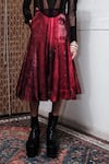 Shop_Quod_Maroon 95% Silk Printed Abstract Wonderland Quod In Skirt _Online_at_Aza_Fashions