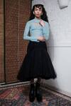 Buy_Quod_Black 100% Nylon Quod Willow Double Layered Skirt _at_Aza_Fashions