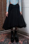 Shop_Quod_Black 100% Nylon Quod Willow Double Layered Skirt _Online_at_Aza_Fashions