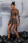 Shop_Quod_Black 100% Nylon Wave High Neck Maker Midi Dress_Online_at_Aza_Fashions