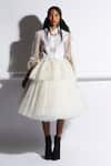 Quod_White 30% Silk Organza Valley Flared Skirt _Online_at_Aza_Fashions