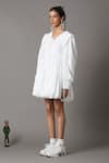 Buy_Quod_White 100% Cotton Collared Bridge Ruffle Dress _Online_at_Aza_Fashions