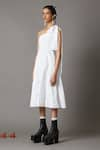 Buy_Quod_White 100% Cotton Asymmetric Socket One Shoulder Midi Dress_Online_at_Aza_Fashions