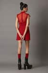 Shop_Quod_Red 100% Viscose Embellished Bead String Collared Mini Climber Dress _at_Aza_Fashions