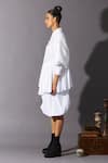 Quod_White 100% Cotton Solid Collared Asymmetric Shirt Dress _at_Aza_Fashions