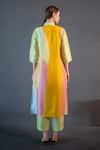 Shop_Clos_Yellow Dupion Silk Print Abstract Collar Floral Geometric Kurta With Pant _at_Aza_Fashions