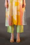 Buy_Clos_Yellow Dupion Silk Print Abstract Collar Floral Geometric Kurta With Pant _Online_at_Aza_Fashions