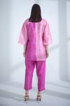 Shop_Clos_Pink Dupion Silk Print Abstract Collar Long Top With Pant _at_Aza_Fashions