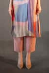 Buy_Clos_Peach Dupion Silk Print Abstract Collar Kurta With Pant _Online_at_Aza_Fashions