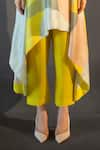 Clos_Yellow Dupion Silk Print Abstract Band Collar Long Kaftan With Pant _Online_at_Aza_Fashions