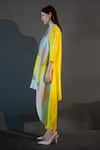 Buy_Clos_Yellow Dupion Silk Print Abstract Band Collar Long Kaftan With Pant _Online_at_Aza_Fashions