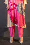 Clos_Pink Dupion Silk Printed Floral Collared Checks Long Kurta With Pant _Online_at_Aza_Fashions