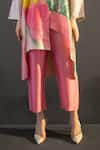 Buy_Clos_Pink Dupion Silk Printed Abstract Floral Lapel Kurta And Pant Set _Online_at_Aza_Fashions