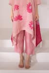 Buy_Clos_Pink Handloom Printed Floral Mandarin Kaftan And Pant Set _Online_at_Aza_Fashions