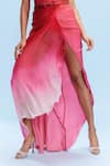 Dolly J_Pink Chiffon Embroidered Floral Sweetheart Miksha Draped Gown With Belt _Online_at_Aza_Fashions