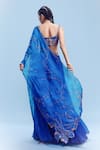 Shop_Dolly J_Blue Chiffon Embroidered Thread V Neck Kai Blouse Lehenga Set _at_Aza_Fashions