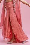 Shop_Dolly J_Pink Chiffon Embellished Bead Cape Open Clara Cutwork Asymmetric Skirt Set _Online_at_Aza_Fashions