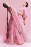 Shop_Dolly J_Pink Chiffon Embellished Pearl Cape Open Arelia Cut-out Sharara Set 